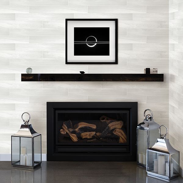 Light Grey Tile w/ Wood Grain on Paste the Wall Wallpaper