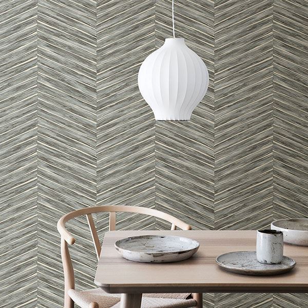 Blue Grey Chevron Stripes Pattern on Paste the Wall Wallpaper