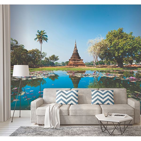 Tranquil Temple Lake 9' 10" x 7' 10" Paste the Wall Mural