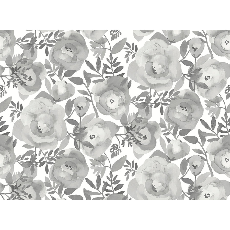 Blooming Floral Dove Grey 12 x 9 Wall Mural Paste the Wall