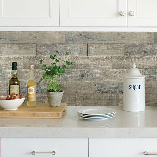 Coastal Wood Peel and Stick Backsplash Wallpaper