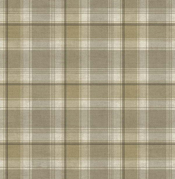 Beige, Grey and Black Unpasted Plaid Wallpaper
