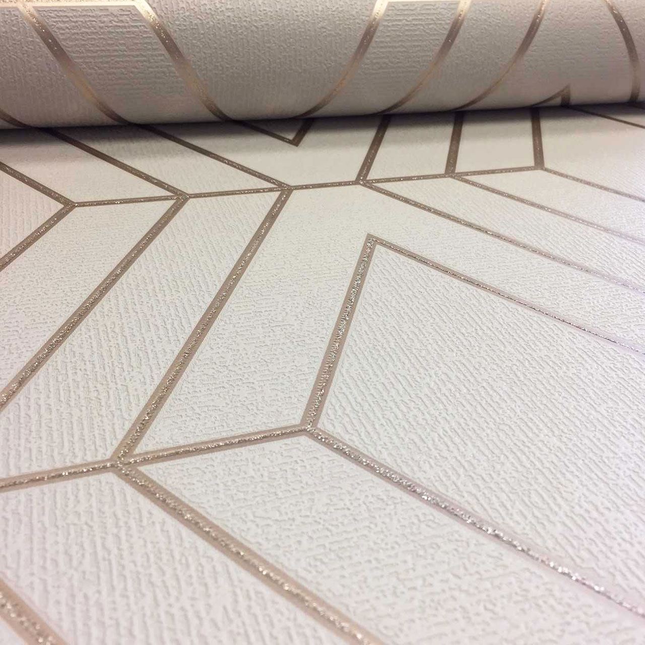 Gray Textured with Silver Grout in Diamond Design Unpasted Wallpaper