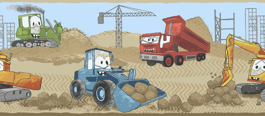 Oversized 15" Wide Construction Unpasted Wallpaper Border