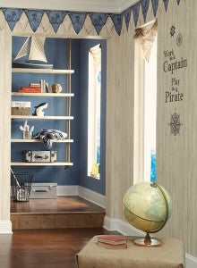 Boys Blue and Beige Pirate - Pirates Pennant -Flags Laser Cut Border - all4wallswall-paper