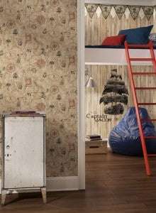 Boys Brown & Off White Pirate - Pirates Pennant -Flags Laser Cut Border - all4wallswall-paper