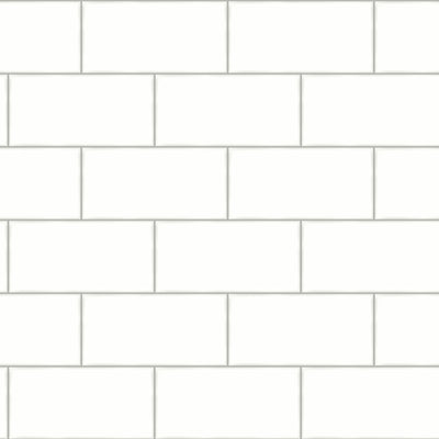 Soft White Subway Tile on Easy Walls Wallpaper by Chesapeake - all4wallswall-paper
