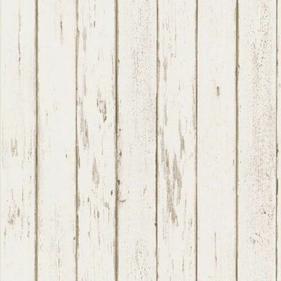 Weathered Off White Wood Grain 3" Wide Planks Wallpaper - all4wallswall-paper