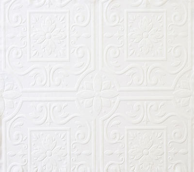Medium Ceiling Tile Raised White Textured Paintable Wallpaper - all4wallswall-paper