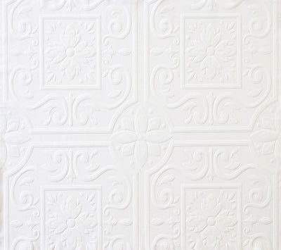 Medium Ceiling Tile Raised White Textured Paintable Wallpaper - all4wallswall-paper