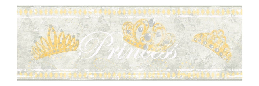 Candice Olson Princess with Crowns in Silver & Gold Wallpaper Border - all4wallswall-paper