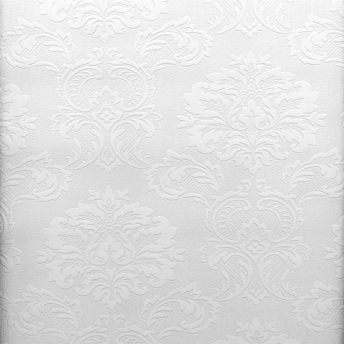 Victorian Damask Raised White Textured Paintable Wallpaper - all4wallswall-paper