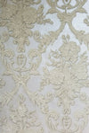 3-D Look Cream Damask on Silver Faux Formal Albert Van Luit Wallpaper - all4wallswall-paper