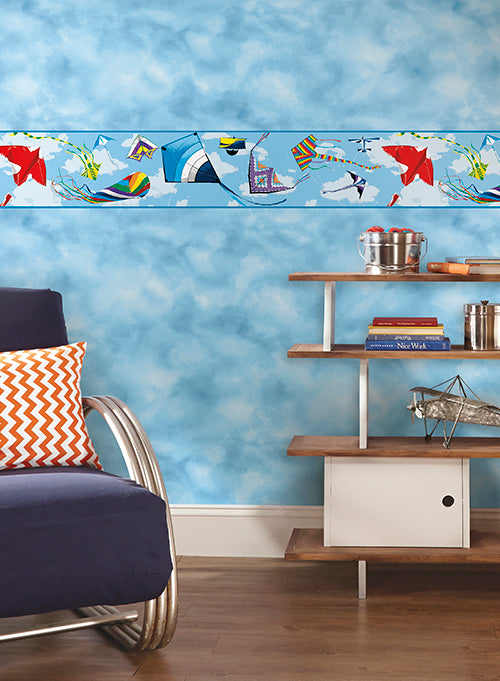 Let's Go Fly a Kite on Sure Strip Wallpaper Border - all4wallswall-paper