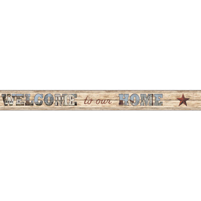 Country Welcome Home on Beige Beadboard on Sure Strip Wallpaper Border - all4wallswall-paper