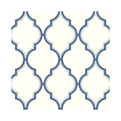 Navy Blue Trellis on Soft White 27" Wide Unpasted Wallpaper