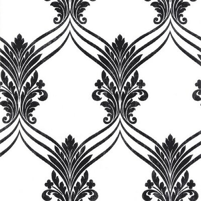 Black & White Large Dramatic Damask Pattern Wallpaper - all4wallswall-paper
