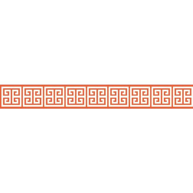 Orange Formal Greek Key on White Sure Strip Wallpaper Border - all4wallswall-paper