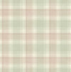 Soft Pastel Mix of Green and Pink Plaid Unpasted Wallpaper