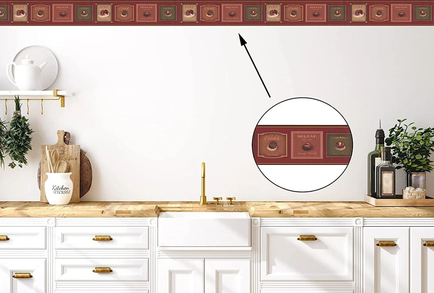 Framed Pictures of Chocolate Candy Retro Design Wallpaper Border