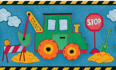 Patchwork Construction Dark Blue Denim Wallpaper Border - all4wallswall-paper