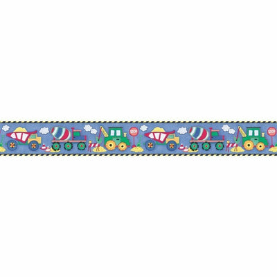 Patchwork Construction Dark Blue Denim Wallpaper Border - all4wallswall-paper