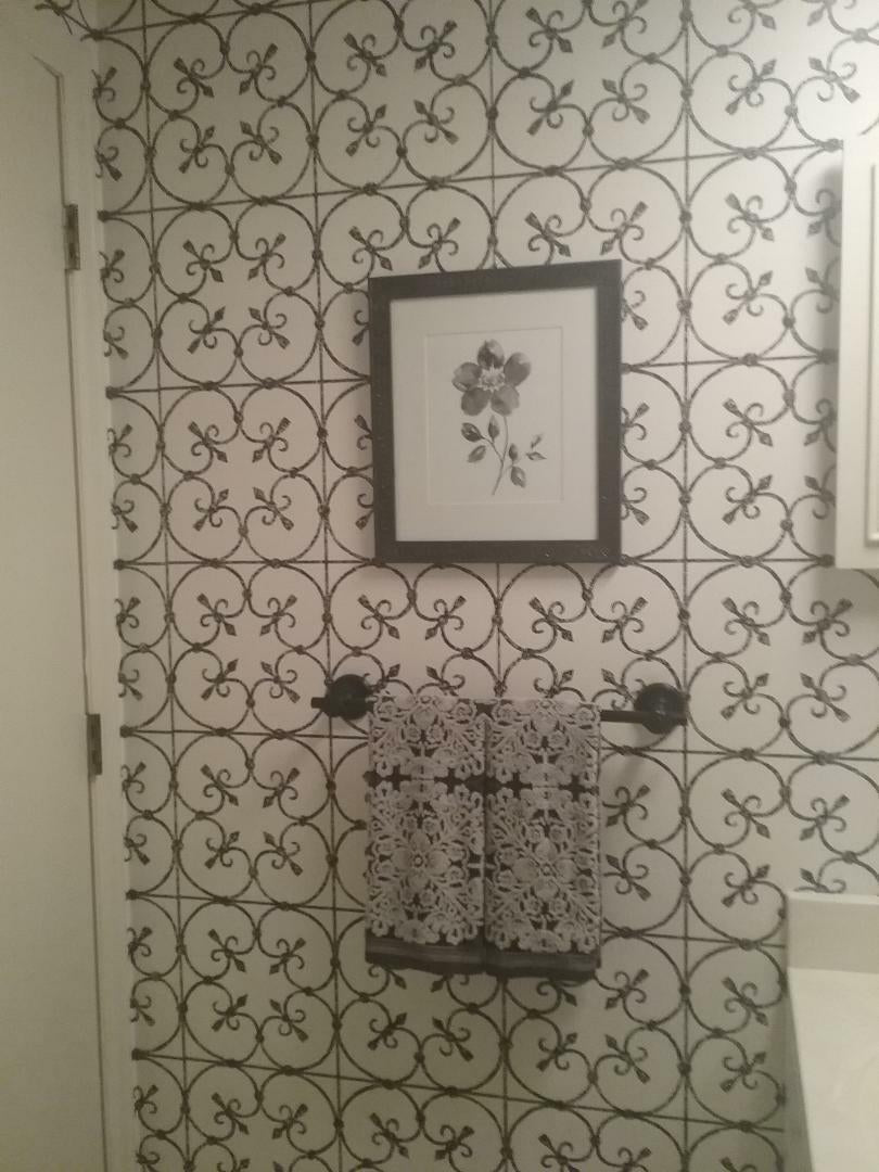 Avalon Faded Black Wrought Iron Scroll Work on Off White Wallpaper - all4wallswall-paper
