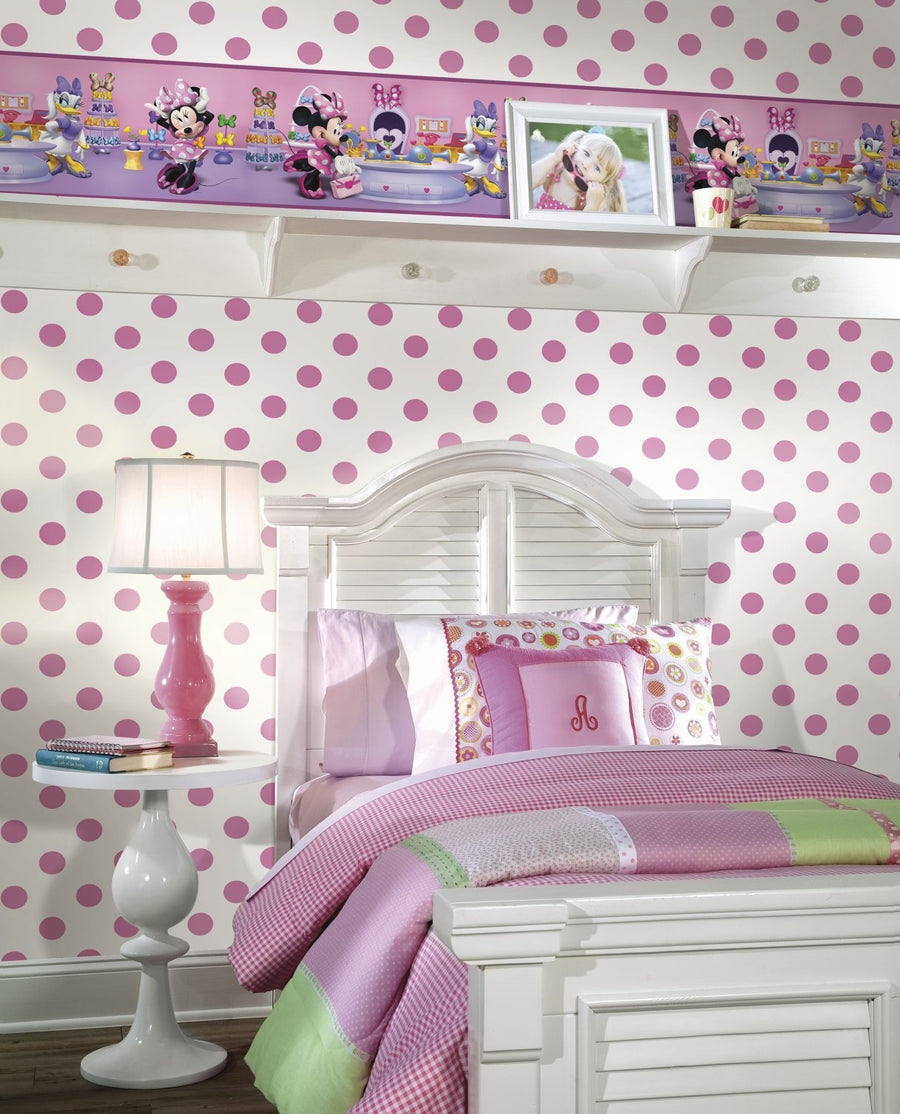 Medium Size 1.75" Pink Polka Dots on Sure Strip Wallpaper - all4wallswall-paper