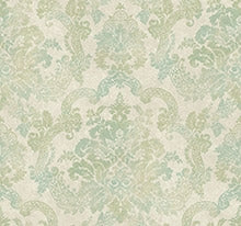 Formal Green and Beige Damask with Glitter on Beige Wallpaper - all4wallswall-paper