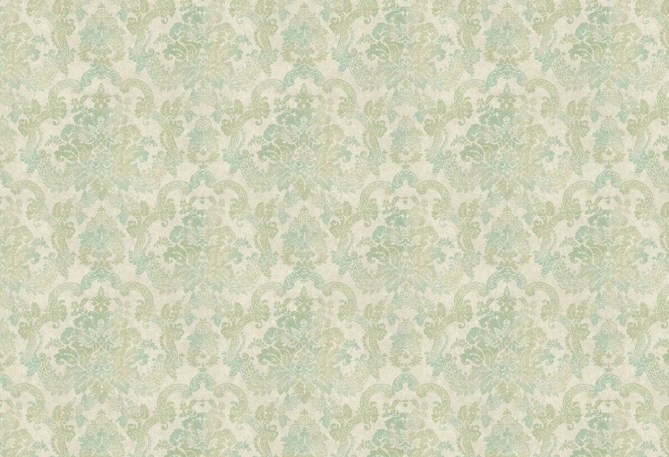 Formal Green and Beige Damask with Glitter on Beige Wallpaper - all4wallswall-paper