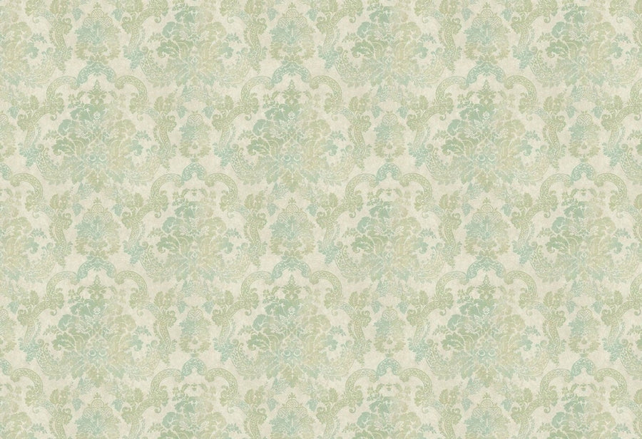 Formal Green and Beige Damask with Glitter on Beige Wallpaper - all4wallswall-paper