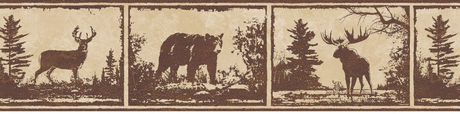 Wild Metal Works Brown Animal Silhouettes Easy Walls Wallpaper Border - all4wallswall-paper
