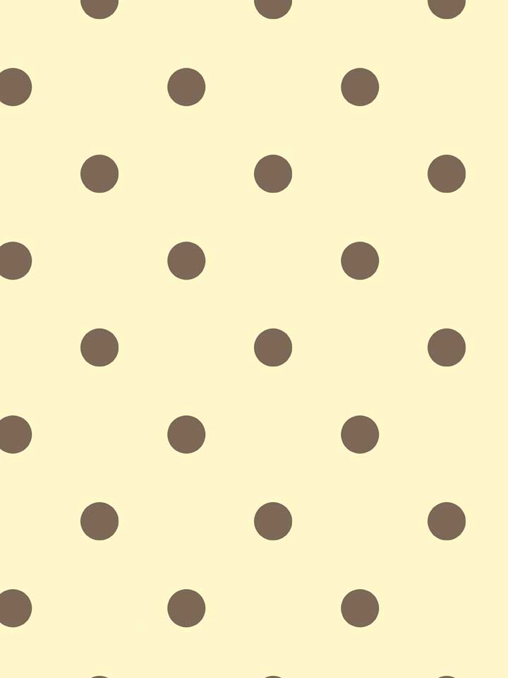 Chocolate Brown Polka Dots on Butter Yellow Wallpaper - all4wallswall-paper