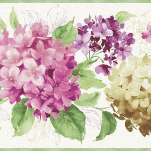 Colorful Hydrangea on Sure Strip Wallpaper Border - all4wallswall-paper