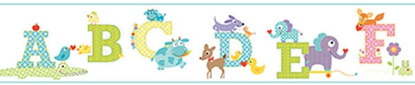 Aqua Edge Colorful Animal Alphabet Mural Sure Strip Wallpaper Border - all4wallswall-paper