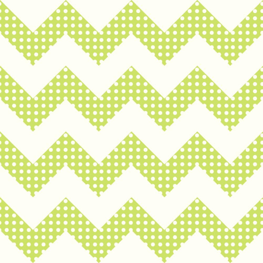 Lime Green & White Chevron Stripes with Polka Dots Sure Strip Wallpaper - all4wallswall-paper