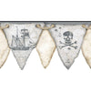 Boys Beige and Grey Pirate - Pirates Pennant -Flags Laser Cut on Sure Strip Wallpaper Border - all4wallswall-paper
