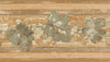 Green Maple Leaf on Wood like Background Wallpaper Border - all4wallswall-paper