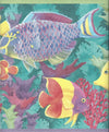 Oceans of Fish in Teal Blue Water with Coral Wallpaper Border - all4wallswall-paper
