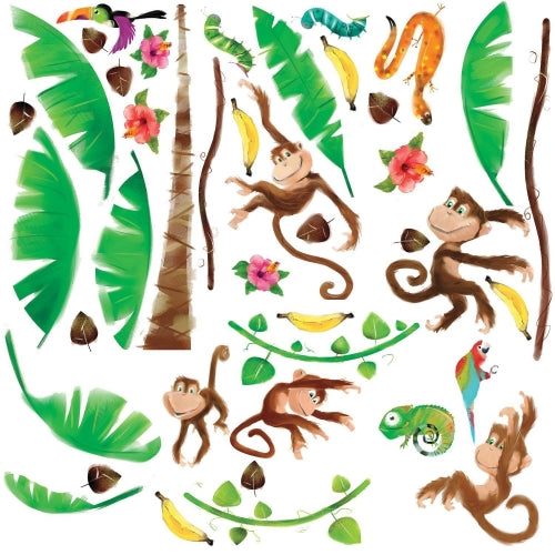 Monkey Business in the Jungle Peel & Stick Appliques - all4wallswall-paper