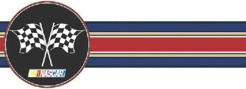 Navy, Red, Gold Stripe Nascar Laser Cut Unpasted Wallpaper Border - all4wallswall-paper