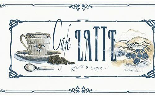 Blue Framed Coffee Types Prepasted Wallpaper Border