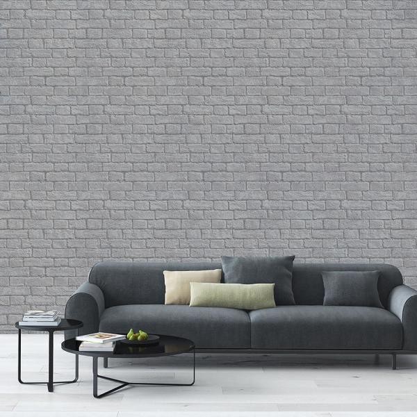 Contemporary Grey Brick with Grey Grout with Glitter on Unpasted Wallpaper - all4wallswall-paper