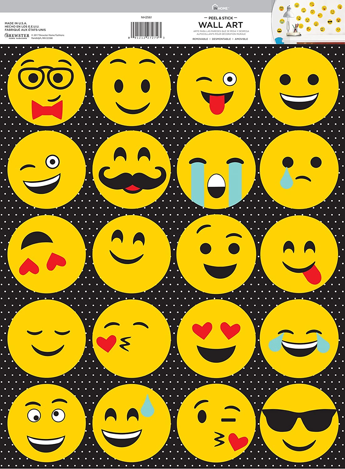 Multiple Emoji Peel and Stick Mural Appliques - all4wallswall-paper