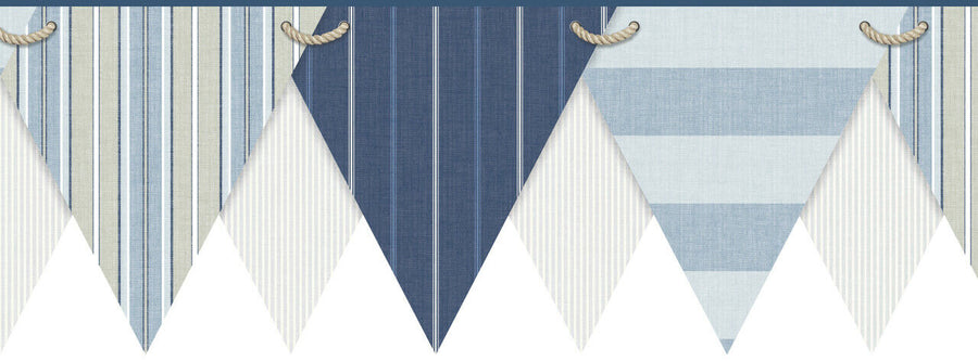 Denim / Beach Pennant / Flags Laser Cut Sure Strip Wallpaper Border - all4wallswall-paper