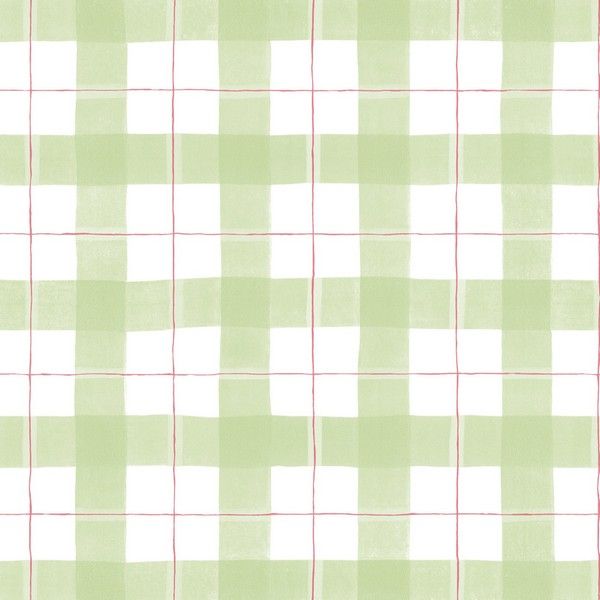 Soft Green Plaid with Thin Red Accent Line Wallpaper - all4wallswall-paper