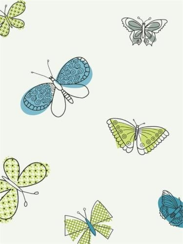 Girls Lime Green and Blue Butterfly - Butterflies Wallpaper - all4wallswall-paper