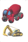 Construction Vehicles with Red Truck Appliques - all4wallswall-paper