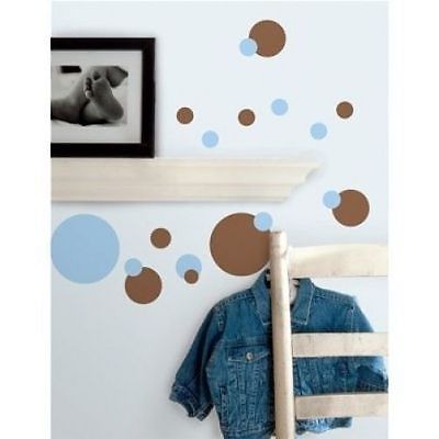 RoomMates Brown & Blue Peel and Stick Polka Dots - all4wallswall-paper