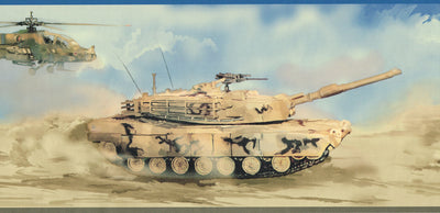 Military Camouflage Tank Helicopter Desert Sand Storm Wallpaper Border